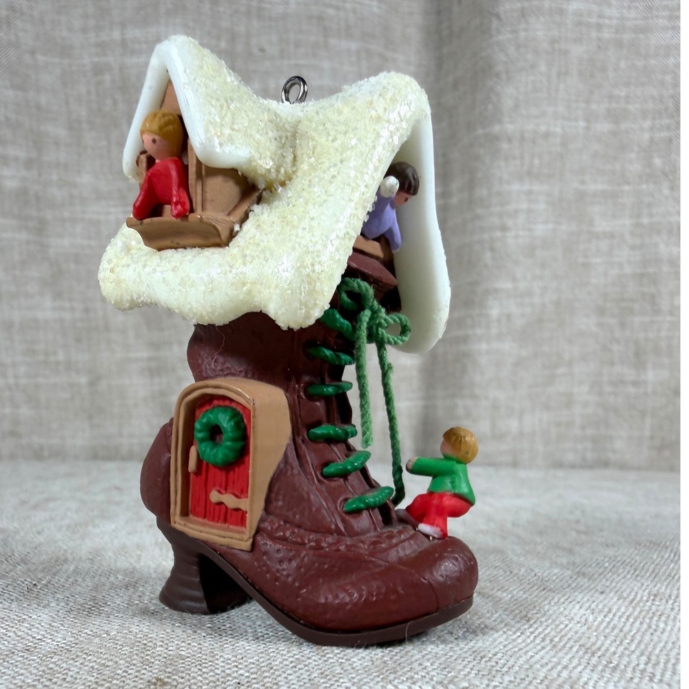 Vintage Old Woman Who Lived in a Shoe Christmas Ornament Boot House